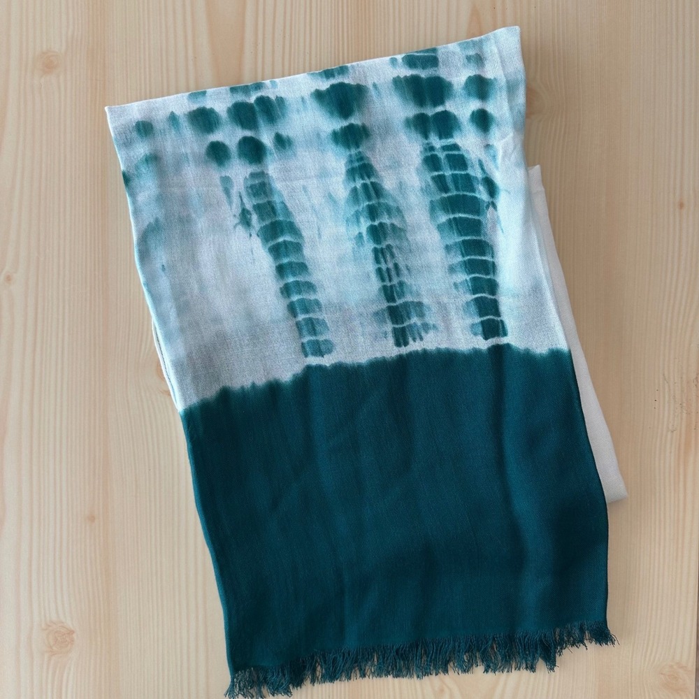Pure Jill Scarf Teal Green Tie Dye Modal Viscose Rayon‎ Lightweight - Picture 2 of 6